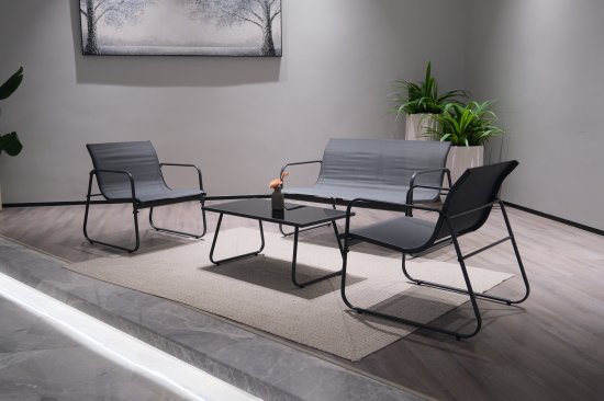 Набор садовой мебели для отдыха BEGINIA Lama Сталь Стол, диван, кресло 2 шт Черный