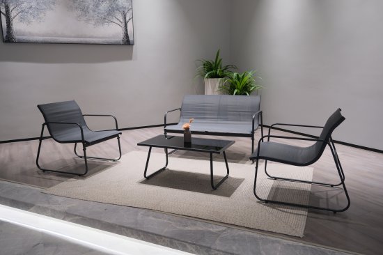 Набор садовой мебели для отдыха BEGINIA Lama Сталь Стол, диван, кресло 2 шт Черный