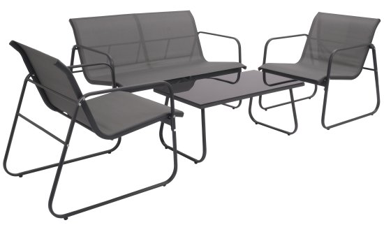 Набор садовой мебели для отдыха BEGINIA Lama Сталь Стол, диван, кресло 2 шт Черный
