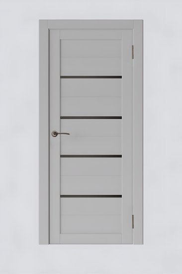 Дверь межкомнатная со стеклом Корса 80x200 см Hardflex цвет серый с замком и петлями