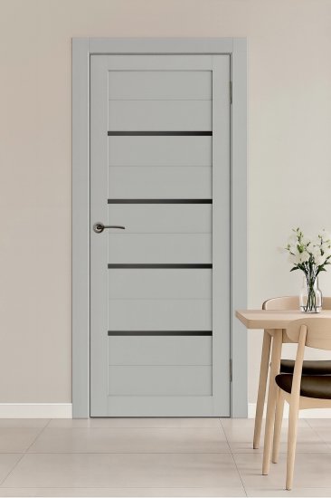 Дверь межкомнатная со стеклом Корса 80x200 см Hardflex цвет серый с замком и петлями