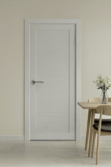 Дверь межкомнатная глухая Корса 80x200 см Hardflex цвет серый с замком и петлями