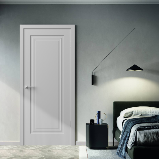 Дверь межкомнатная глухая Комфорт-1 90x220 см ПВХ цвет гейнсборо с замком и петлями