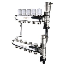 Коллекторная группа Valtec 1 ВР(г) х 10 выходов 3/4 НР(ш) ЕК х 1 ВР(г)