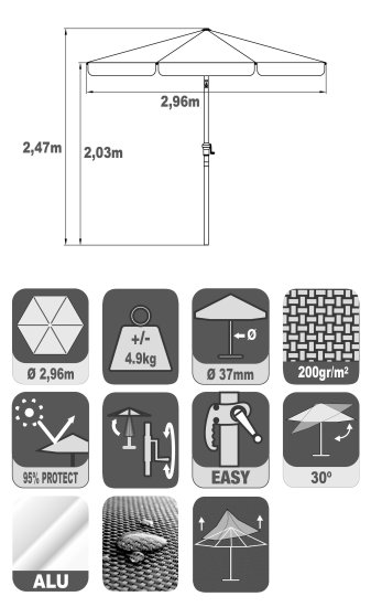 Зонт BEGINIA Avea 300 см бежевый
