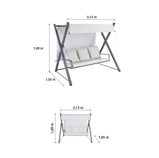 Качели садовые BEGINIA Odyssea сталь светло-серый