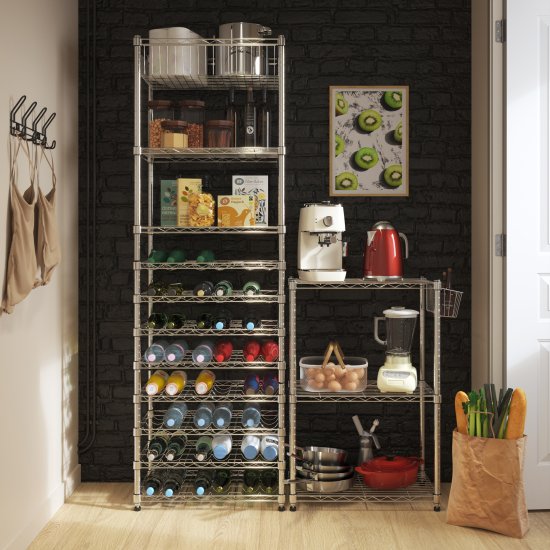 Стеллаж сетчатый KONSENSA 60x35x180 см цвет хром