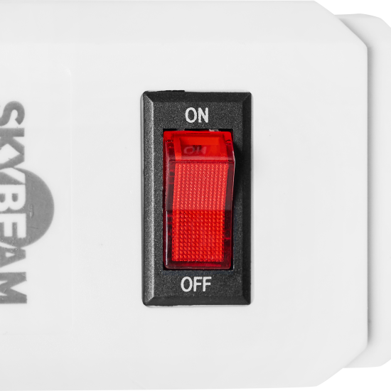 Удлинитель бытовой Skybeam 3x1.5 3 м 5 розеток с заземлением 3680 Вт с USB и выключателем цвет белый