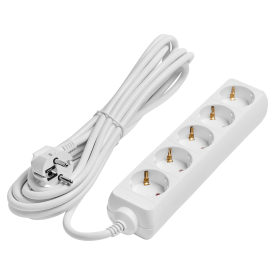 Удлинитель бытовой Skybeam 3x1.5 5 м 5 розеток с заземлением 3680 Вт цвет белый