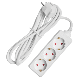 Удлинитель бытовой Skybeam 3x1.5 3 м 3 розетки с заземлением 3680 Вт цвет белый