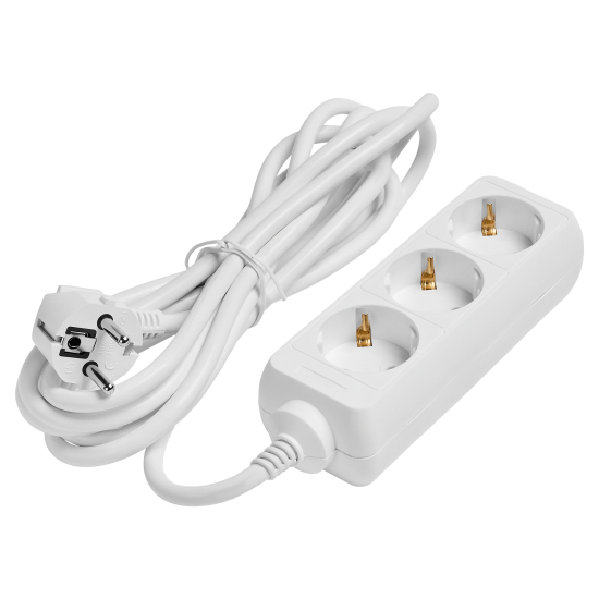 Удлинитель бытовой Skybeam 3x1.5 3 м 3 розетки с заземлением 3680 Вт цвет белый