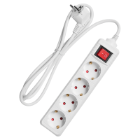 Удлинитель бытовой Skybeam 3x0.75 1.8 м 4 розетки с заземлением 2300 Вт с выключателем цвет белый