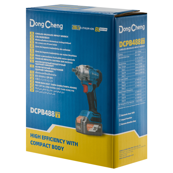 Гайковерт аккумуляторный ударный Dongcheng DCPB488, 20 В Li-ion, без АКБ и ЗУ, 488 Нм