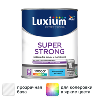 Краска для стен и потолков моющаяся Luxium Super Strong матовая цвет прозрачный база BC 0.9 л