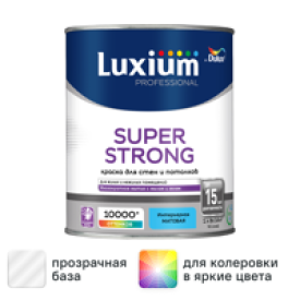 Краска для стен и потолков моющаяся Luxium Super Strong матовая цвет прозрачный база BC 0.9 л
