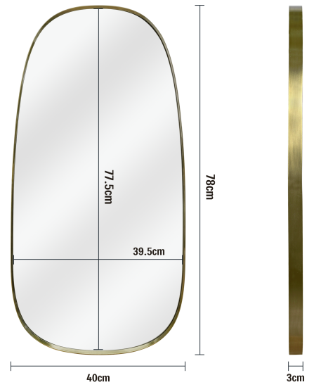 Зеркало декоративное KREAFORTA Glam Brass овальное 40x78 см металл цвет золотистый
