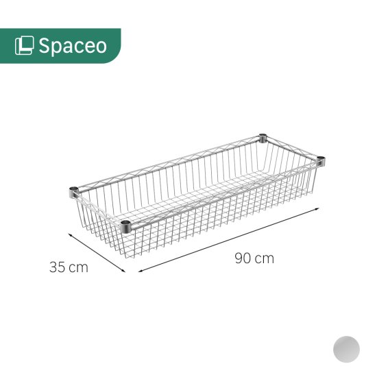 Корзина для стеллажа KONSENSA 90x35 см цвет хром