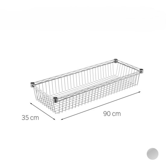 Корзина для стеллажа KONSENSA 90x35 см цвет хром