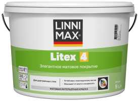 Краска для внутренних покрытий моющаяся Linnimax Linnimax Litex 4 Б3 матовая цвет прозрачный база C 9 л