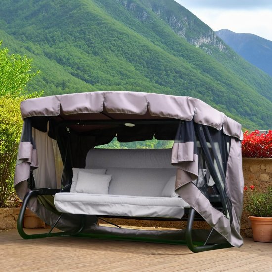 Качели садовые BEGINIA Moneron 4-х местные до 480 кг металл серый