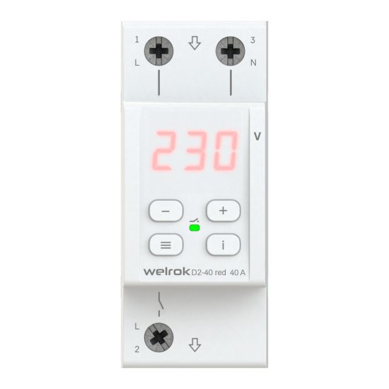 Реле напряжения модульное Welrok D2-40 red 220 В 40 А тип AC цифровое