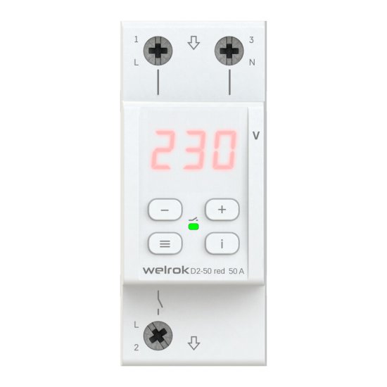 Реле напряжения модульное Welrok D2-50 red 220 В 50 А тип AC цифровое
