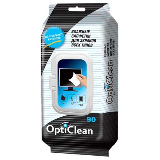Салфетки влажные OPTICLEAN для экранов всех типов 90шт