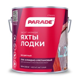 Лак алкидно-уретановый PARADE L20 яхтный глянцевый 2,5л, арт.0006108
