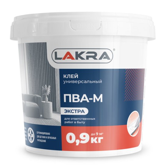 Клей ПВА-М ЛАКРА экстра универсальный 0,9кг, арт.0007851