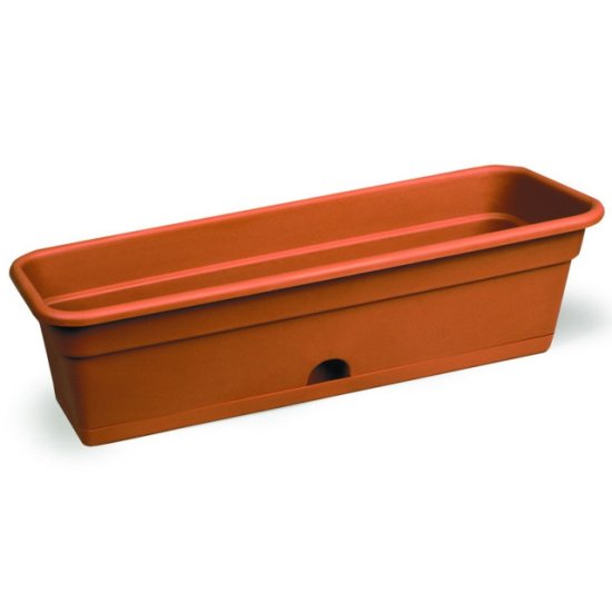 Ящик балконный с нижним поливом 80см пластик терракот