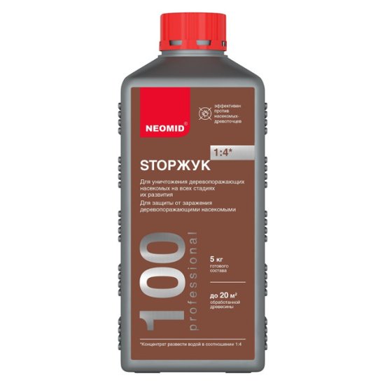 Препарат для защиты древесины NEOMID Антижук 1л, концентрат 1:, арт.антижук 1л