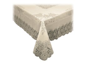 Скатерть ПВХ рулонная ажурная TOWA 140х200см Виктория/Victoria бежевая, арт.4057