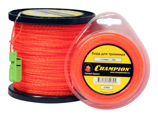 Леска для триммера CHAMPION Twisted Square 2,4мм 12м витой квадрат