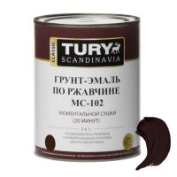 Грунт-эмаль алкидная TURY MC-102 3в1 по ржавчине быстросохнущая 0,9кг коричневая, арт.ГрЭМС102К