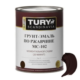 Грунт-эмаль алкидная TURY MC-102 3в1 по ржавчине быстросохнущая 0,9кг коричневая, арт.ГрЭМС102К