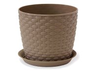 Горшок с поддоном Ротанг 2л d15,5см h13,6см темно-бежевый пластик