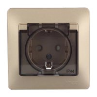 Розетка 1 пост SYSTEME ELECTRIC Glossa IP44 с/з с/к с/ш титан