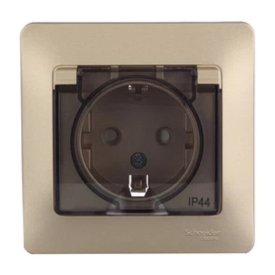 Розетка 1 пост SYSTEME ELECTRIC Glossa IP44 с/з с/к с/ш титан