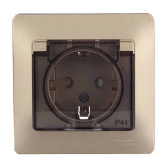 Розетка 1 пост SYSTEME ELECTRIC Glossa IP44 с/з с/к с/ш титан
