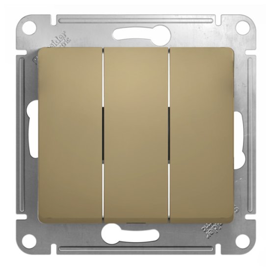 Выключатель 3-клавишный SYSTEME ELECTRIC Glossa титан