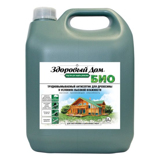 Средство деревозащитное ЗДОРОВЫЙ ДОМ Био желто-зеленое 3,5кг, арт.0007093