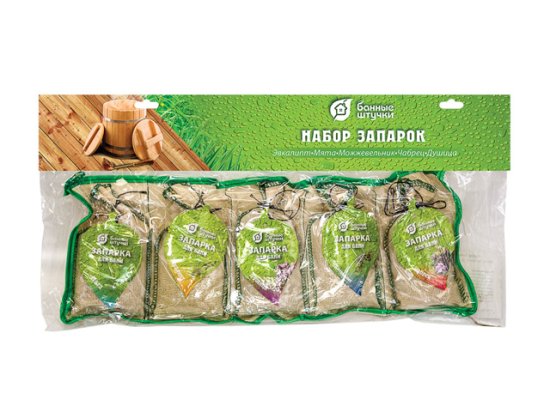 Набор запарок 5шт (мята, эвкалипт, душица, можжев.,чабрец) в сумочке