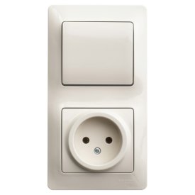 Блок 1-клавишный выключатель и розетка SYSTEME ELECTRIC Glossa б/з бежевый