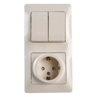 Блок 2-клавишный выключатель и розетка SYSTEME ELECTRIC Glossa c/з бежевый