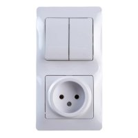 Блок 2-клавишный выключатель и розетка SYSTEME ELECTRIC Glossa б/з белый