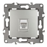 Розетка компьютерная 1 пост ЭРА серия 12 RJ45 алюминий