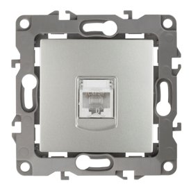 Розетка компьютерная 1 пост ЭРА серия 12 RJ45 алюминий