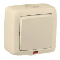 Выключатель 1-клавишный HEGEL Alfa Aqua IP44 с индикацией слоновая кость