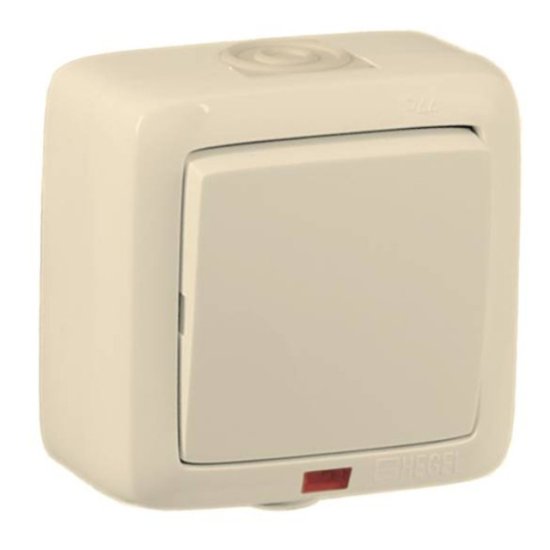 Выключатель 1-клавишный HEGEL Alfa Aqua IP44 с индикацией слоновая кость