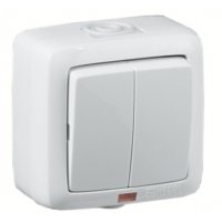 Выключатель 2-клавишный HEGEL Alfa Aqua IP44 с индикацией белый